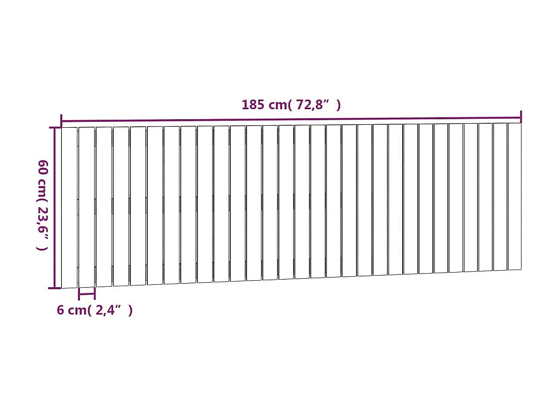 Wand-Kopfteil Honigbraun 185x3x60 cm Massivholz Kiefer