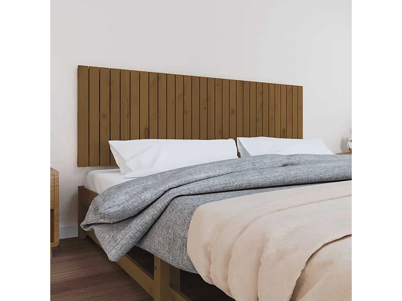 Tête de lit murale Marron miel 185x3x60 cm Bois massif de pin