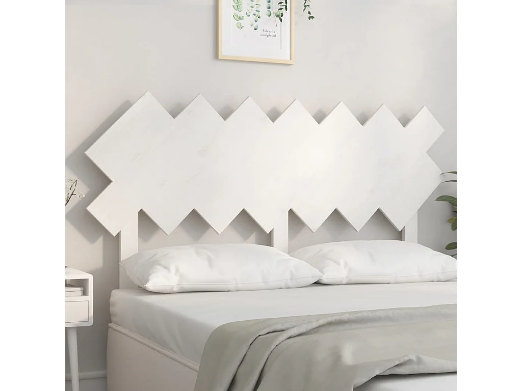 Testiera per Letto Bianca 141x3x80,5 cm Legno Massello di Pino