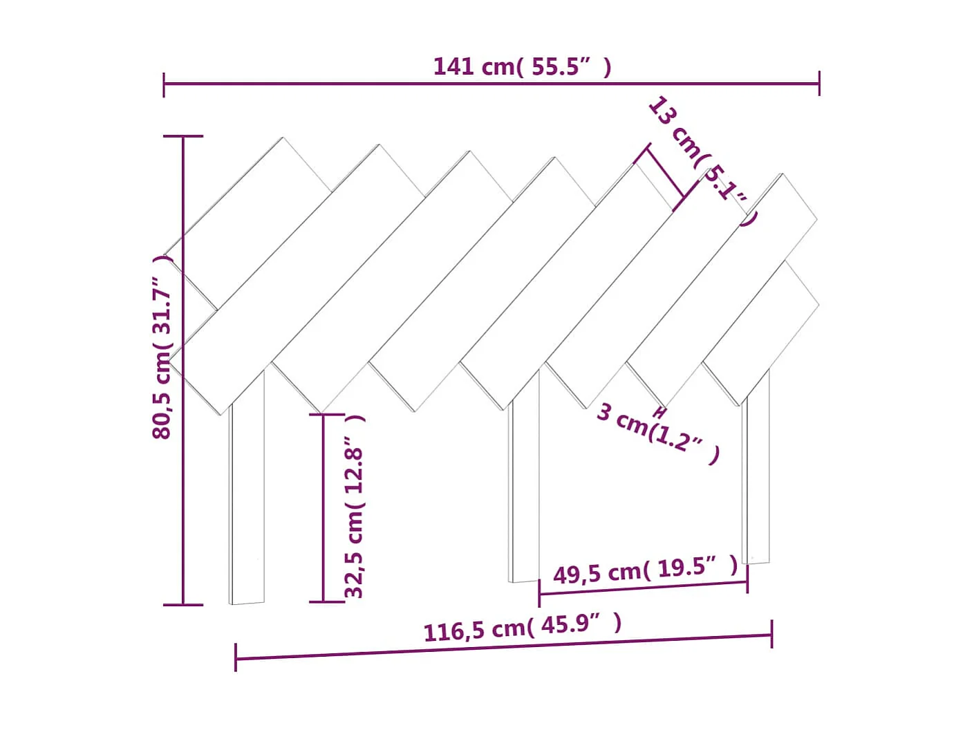 Testiera per Letto Bianca 141x3x80,5 cm Legno Massello di Pino