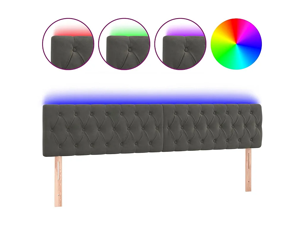 Testiera a LED Grigio Scuro 200x7x78/88 cm in Velluto