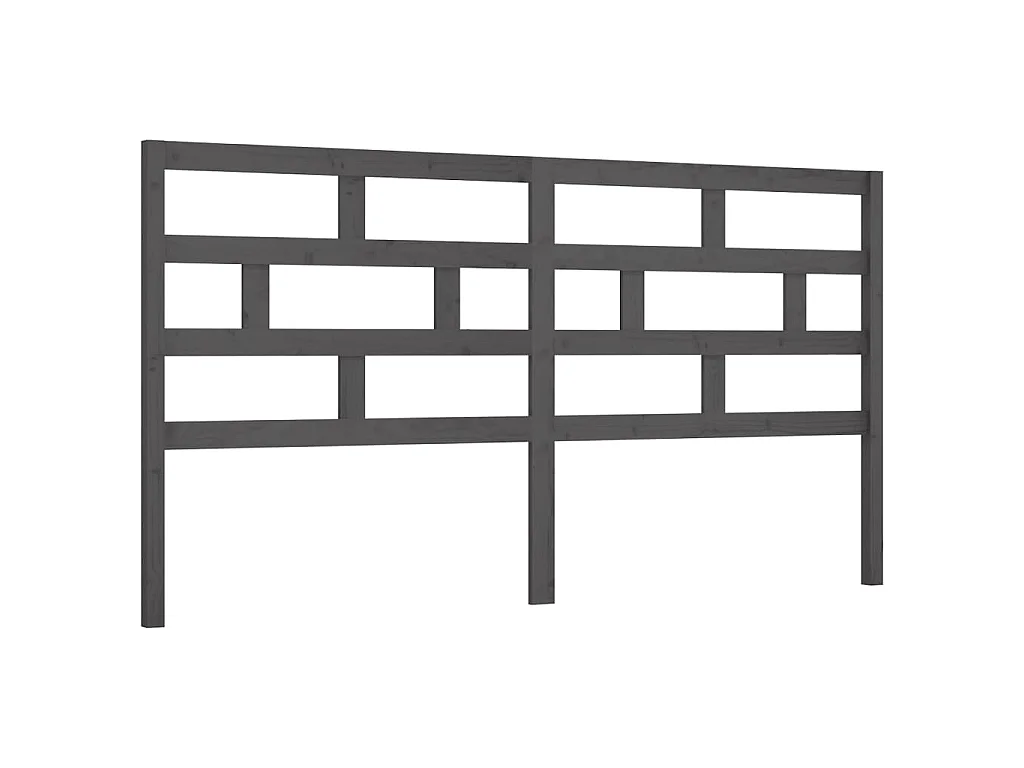 Hoofdbord 206x4x100 cm massief grenenhout grijs