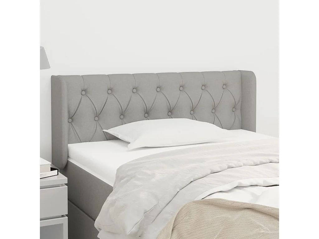 Cabeceira de cama c/ abas tecido 93x16x78/88 cm cinzento-claro