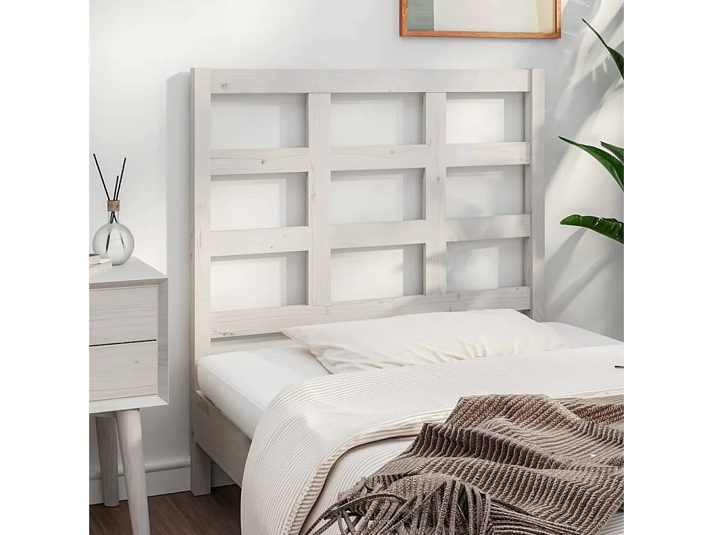 Tête de lit blanc 105,5x4x100 cm bois massif de pin