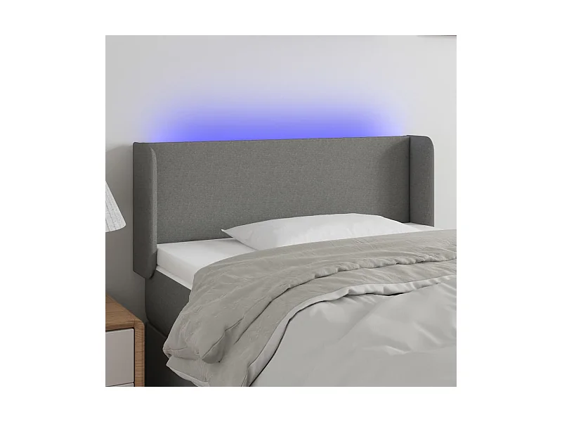 Tête de lit à LED Gris foncé 83x16x78/88 cm Tissu