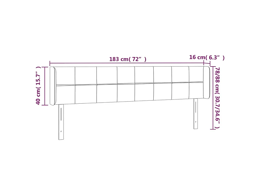 Testiera ad Orecchio Grigio Chiaro 183x16x78/88 cm in Tessuto