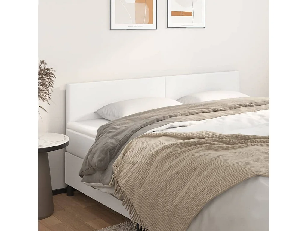 Kopfteile Weiß 200x5x78/88 cm Kunstleder