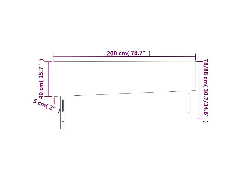 Kopfteile Weiß 200x5x78/88 cm Kunstleder