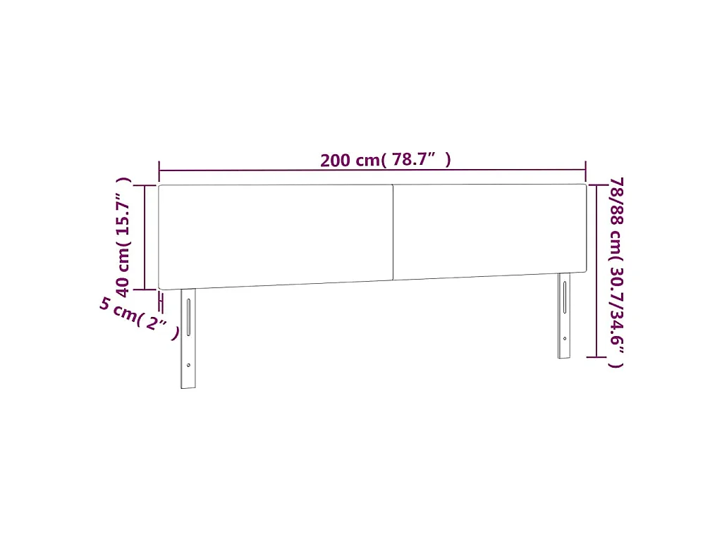 Testiera Bianca 200x5x78/88 cm in Similpelle