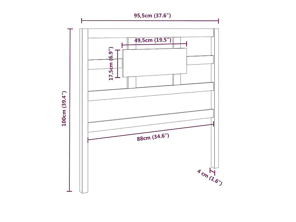 Testiera per Letto ambra 95,5x4x100cm in Legno Massello di Pino