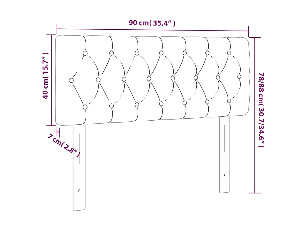Tête de lit Gris clair 90x7x78/88 cm Velours