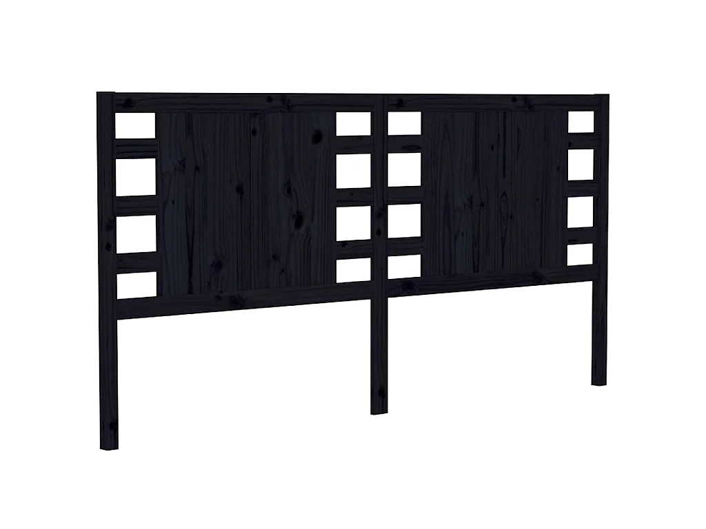 Tête de lit Noir 206x4x100 cm Bois massif de pin
