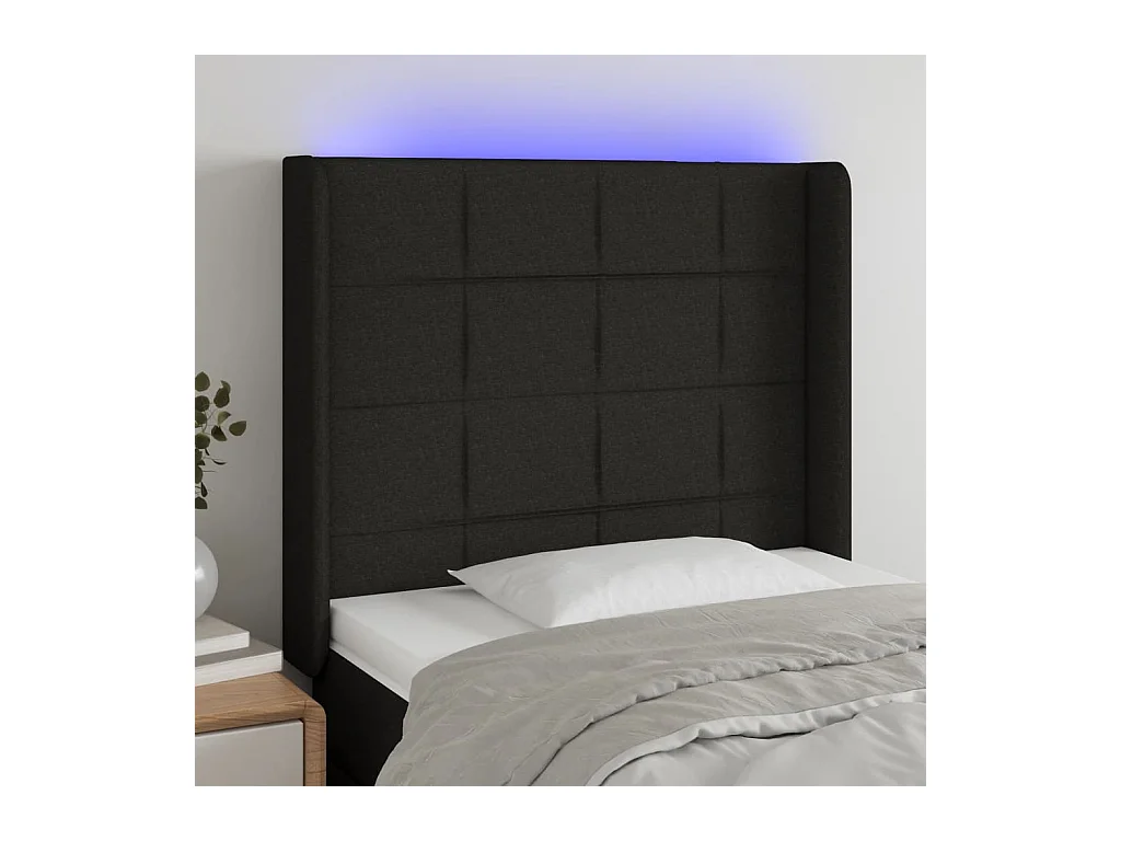 Tête de lit à LED Noir 83x16x118/128 cm Tissu