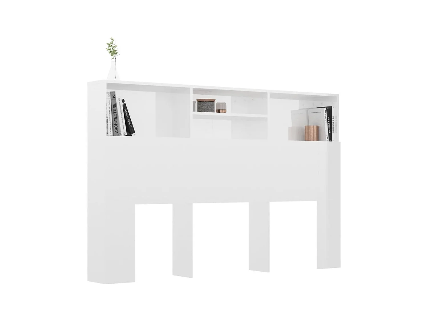 Armoire de tête de lit Blanc brillant 160x19x103,5 cm