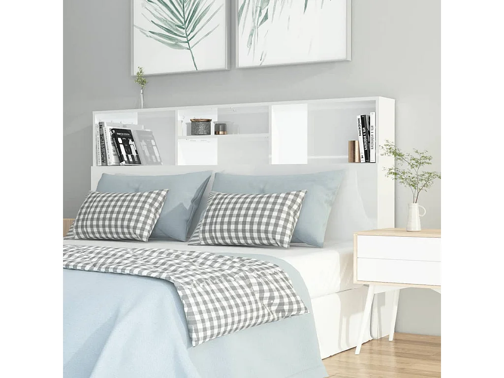 Armário de cabeceira 160x19x103,5 cm branco brilhante