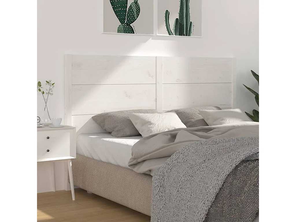 Tête de lit Blanc 146x4x100 cm Bois massif de pin