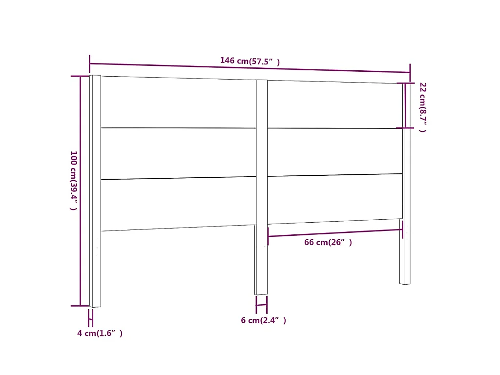Tête de lit Blanc 146x4x100 cm Bois massif de pin