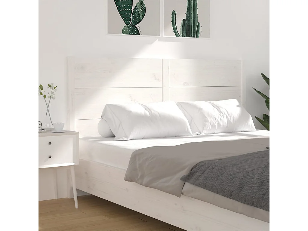 Tête de lit Blanc 146x4x100 cm Bois massif de pin