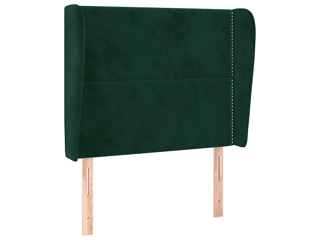 Tête de lit avec oreilles Vert foncé 103x23x118/128 cm Velours