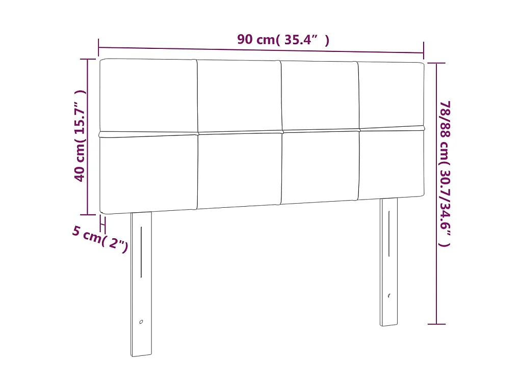 Hoofdbord 90x5x78/88 cm stof zwart