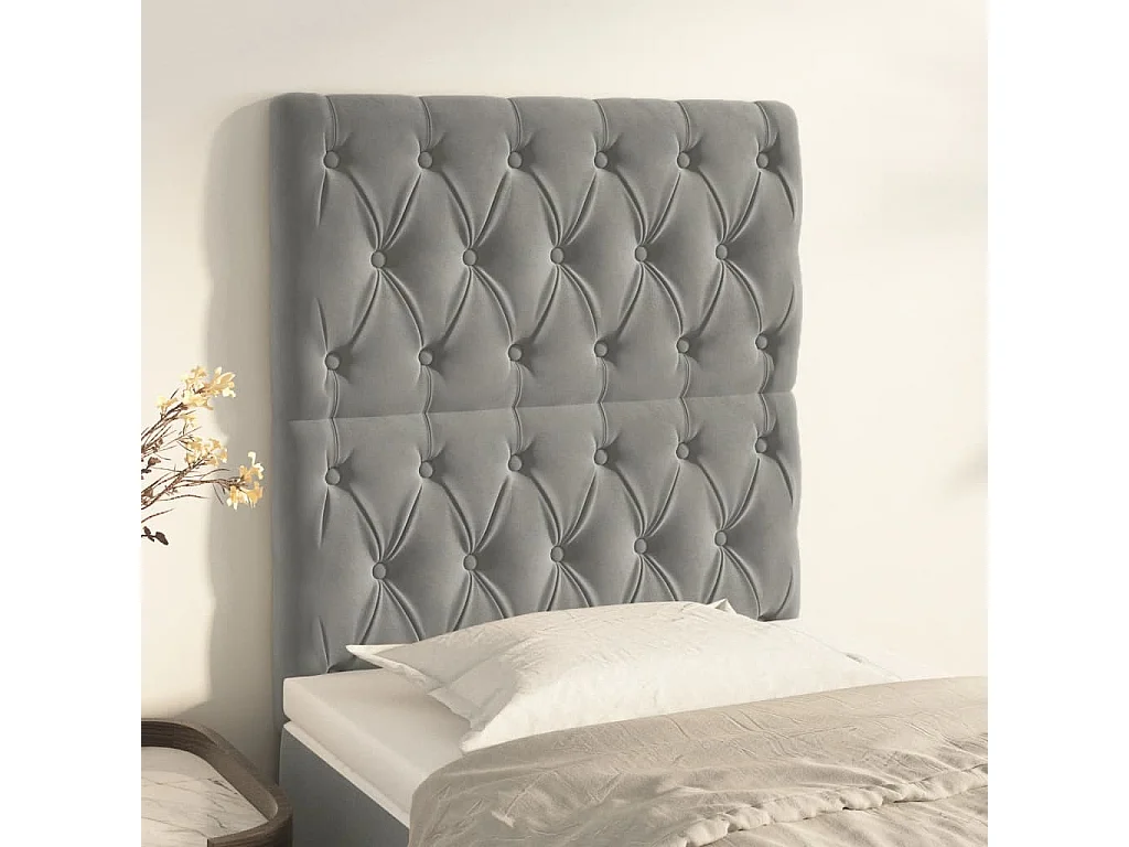 Kopfteil Hellgrau 80x7x118/128 cm Samt