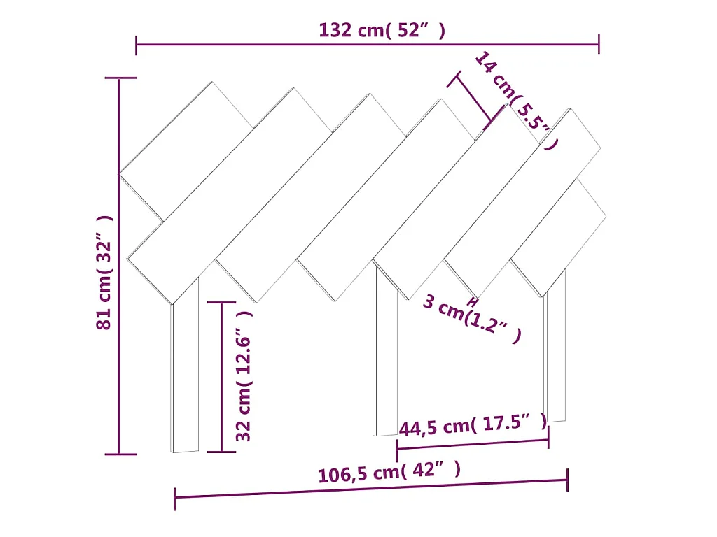 Cabecero de cama madera maciza de pino negro 132x3x81 cm