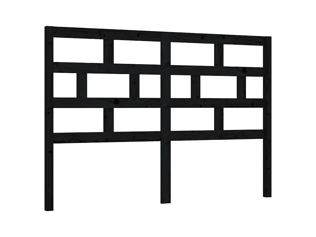 Tête de lit Noir 126x4x100 cm Bois massif de pin