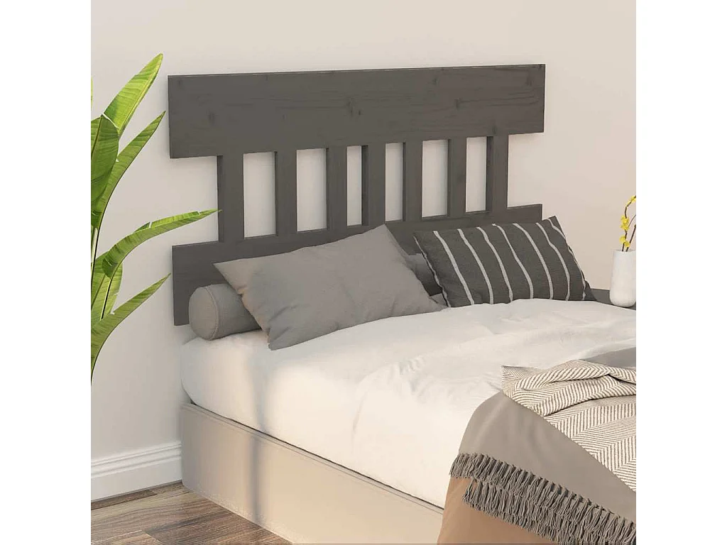 Tête de lit Gris 123,5x3x81 cm Bois massif de pin