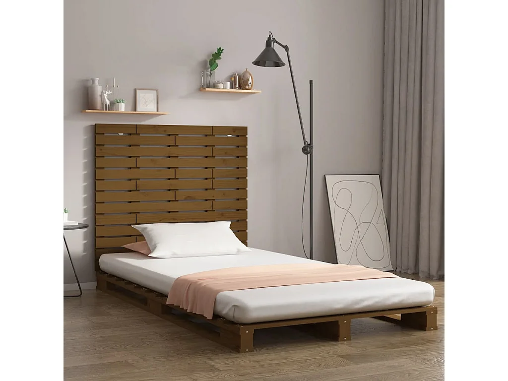 Tête de lit murale Marron miel 106x3x91,5 cm Bois massif de pin