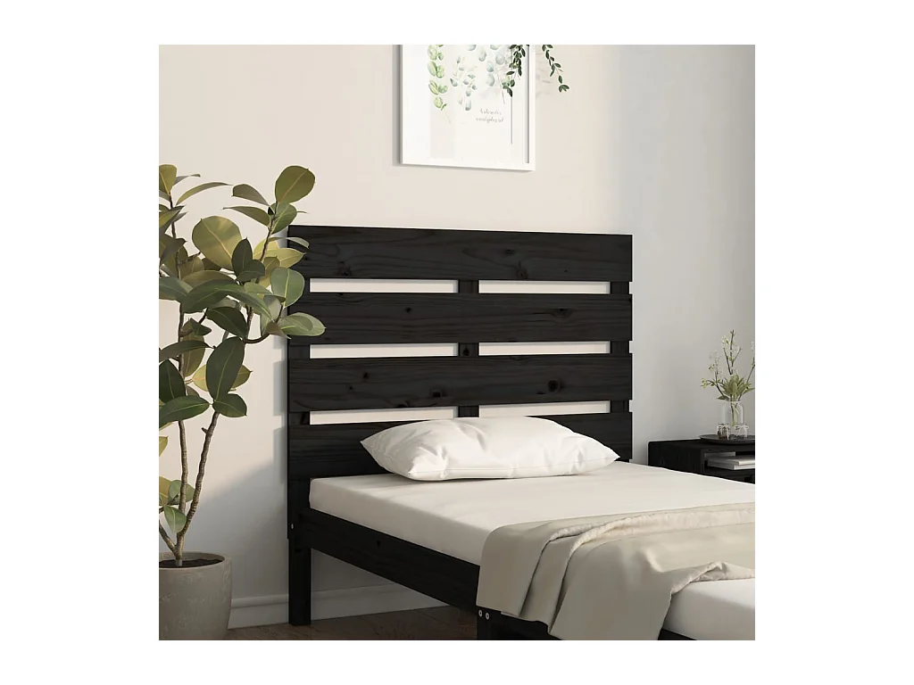 Tête de lit Noir 75x3x80 cm Bois massif de pin