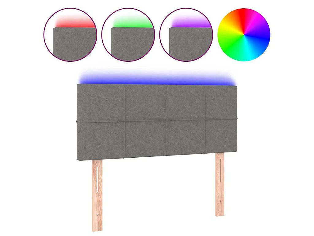 Hoofdbord LED 100x5x78/88 cm stof donkergrijs