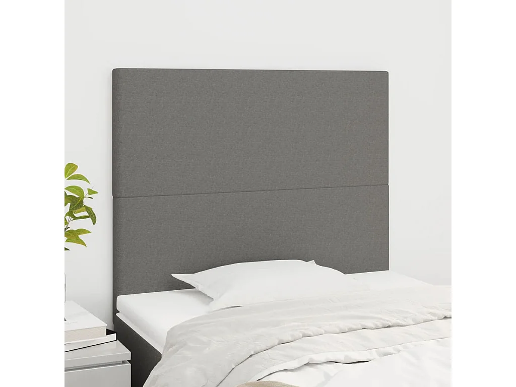 Hoofdbord donkergrijs 100x5x118/128 cm Stof