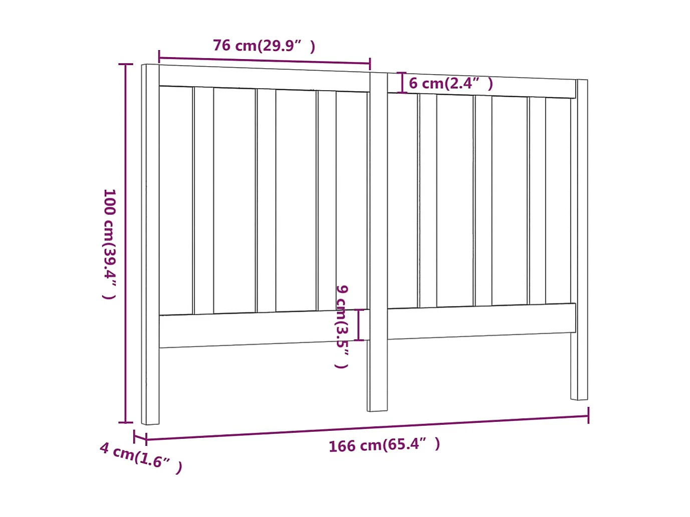 Tête de lit Marron miel 166x4x100 cm Bois massif de pin