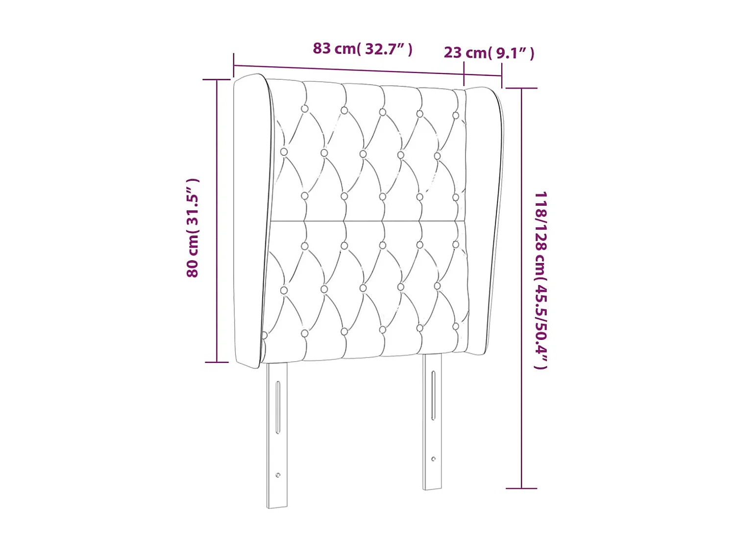 Cabeceira cama c/ abas tecido 83x23x118/128 cm cinzento-escuro
