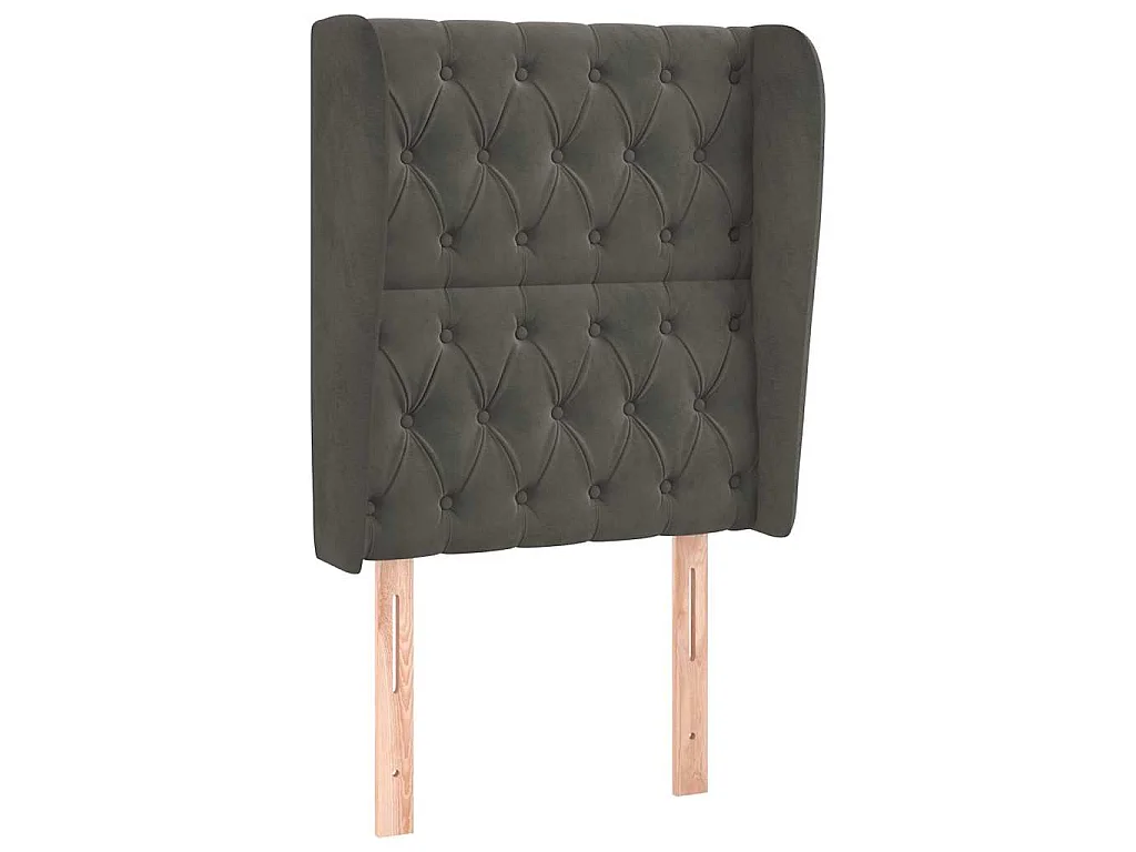 Tête de lit avec oreilles Gris foncé 83x23x118/128 cm Velours