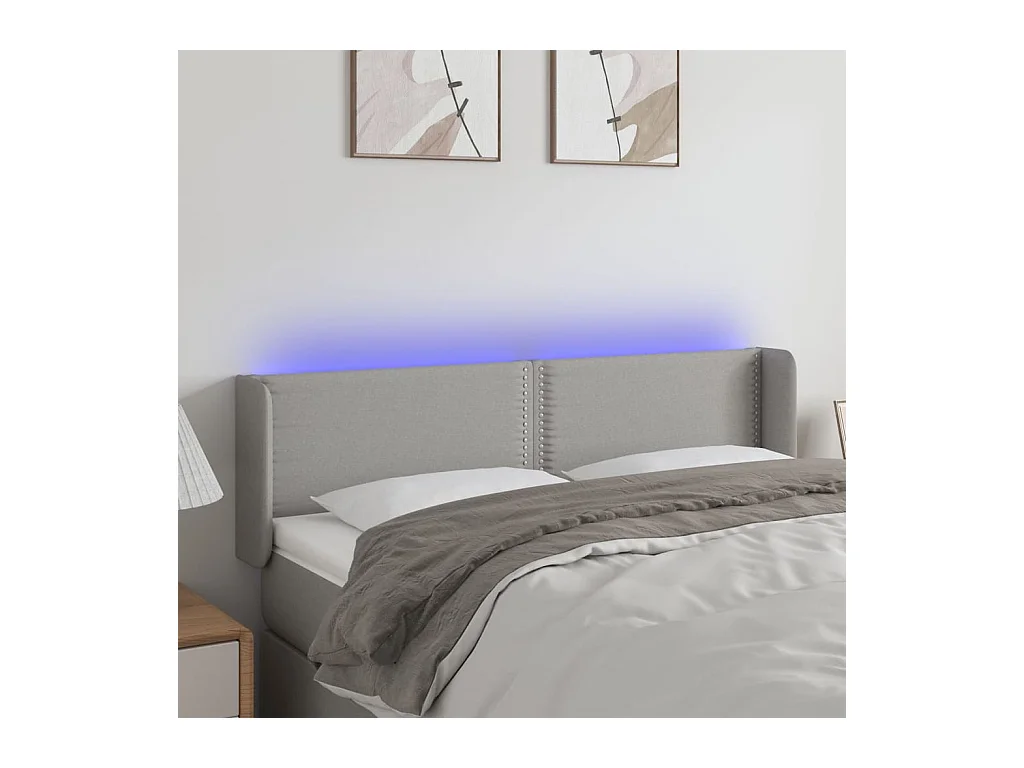 Tête de lit à LED Gris clair 147x16x78/88 cm Tissu