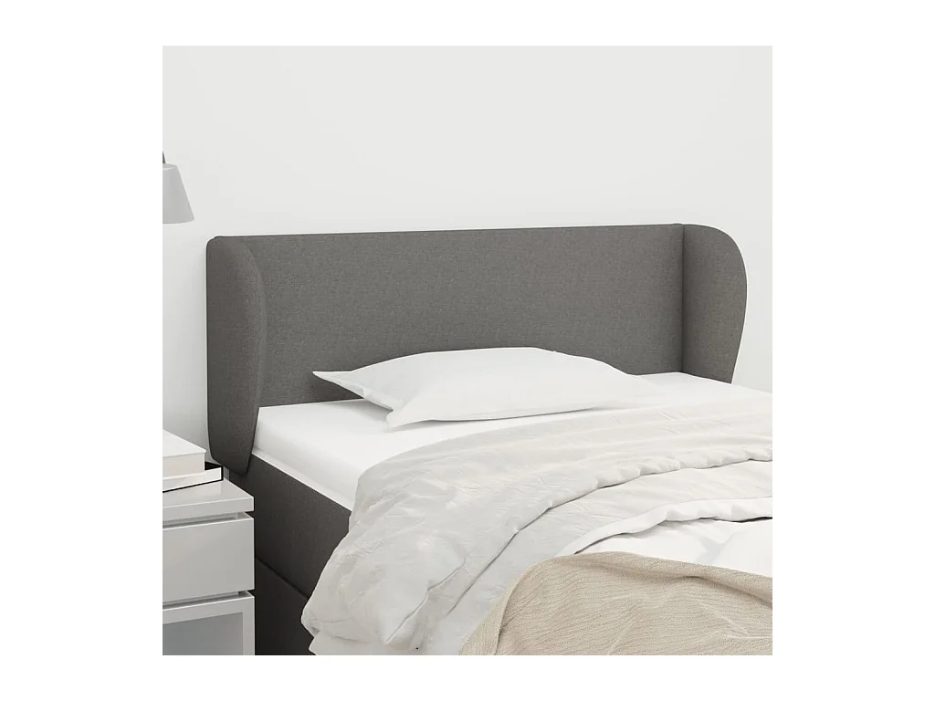 Tête de lit avec oreilles Gris foncé 93x23x78/88 cm Tissu