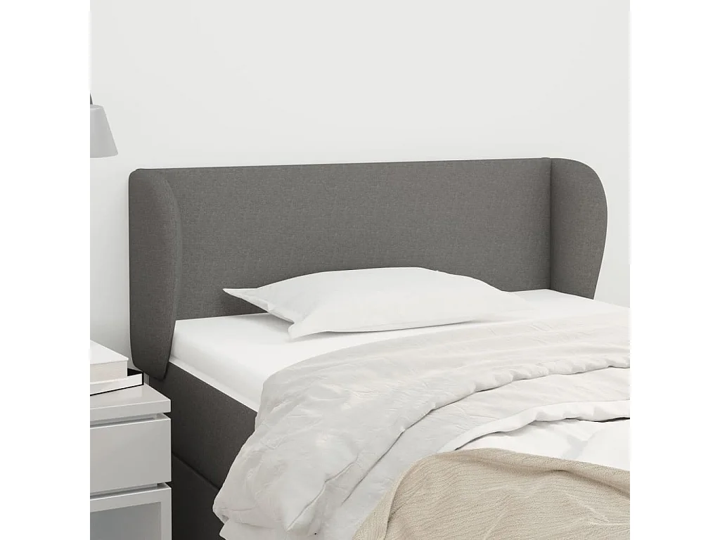 Cabeceira de cama c/ abas tecido 93x23x78/88 cm cinzento-escuro