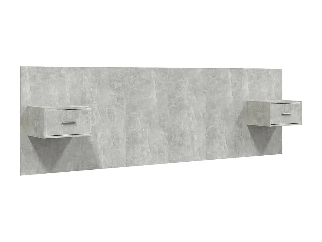 Tête de lit avec armoires Gris béton Bois d'ingénierie