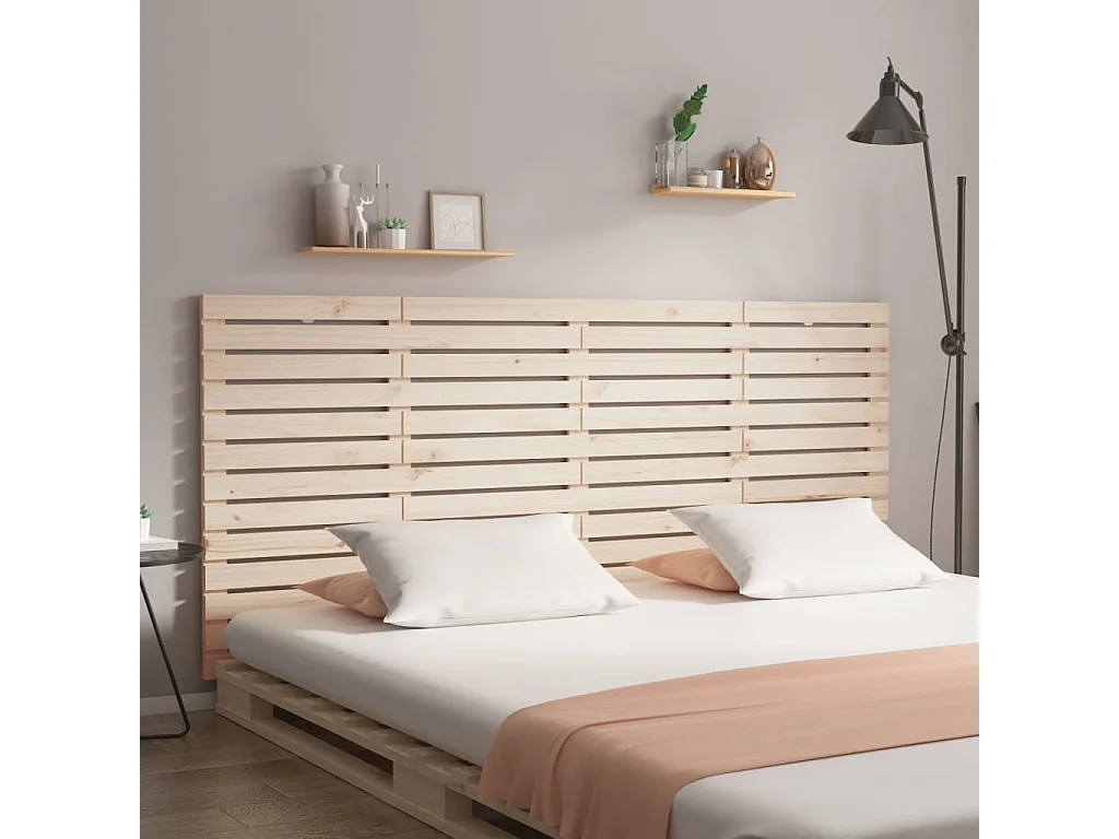Cabecero de cama de pared madera maciza de pino 166x3x91,5 cm