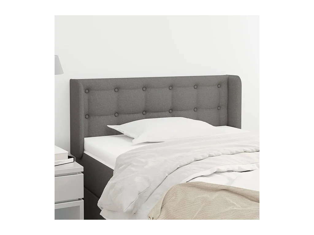 Tête de lit avec oreilles Gris foncé 83x16x78/88 cm Tissu