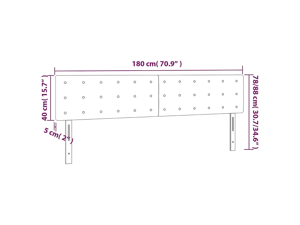 Hoofdborden 180x5x78/88 cm fluweel lichtgrijs