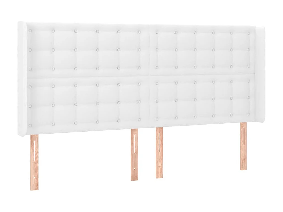 Kopfteil mit Ohren Weiß 203x16x118/128 cm Kunstleder