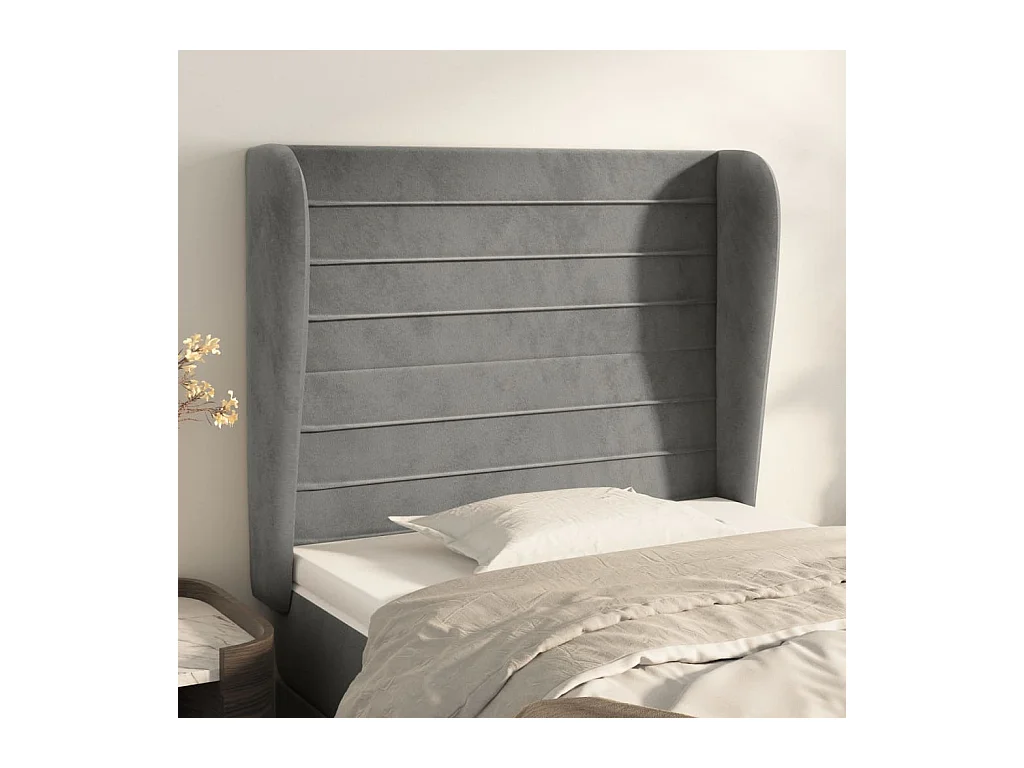 Testiera ad Orecchio Grigio Chiaro 103x23x118/128 cm in Velluto
