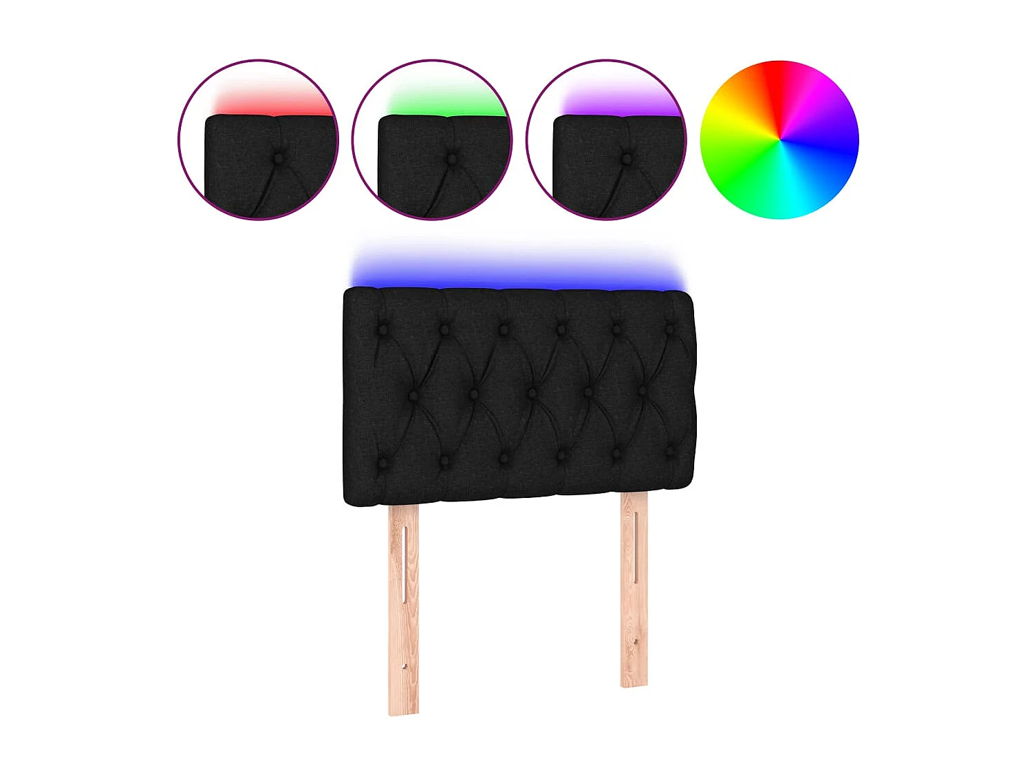 Cabeceira de cama c/ luzes LED tecido 80x7x78/88 cm preto