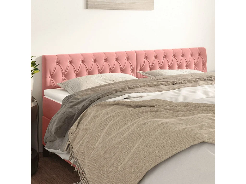 Têtes de lit 2 pcs Rose 100x7x78/88 cm Velours