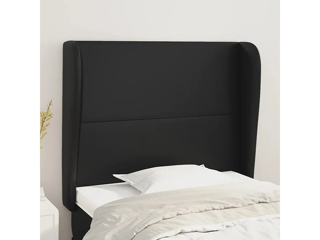 Testiera ad Orecchio Nera 83x23x118/128 cm in Similpelle