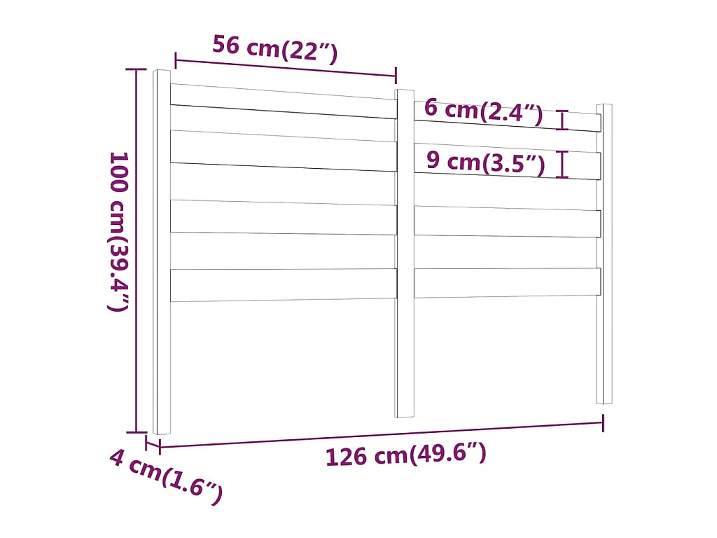 Hoofdbord 126x4x100 cm massief grenenhout honingbruin