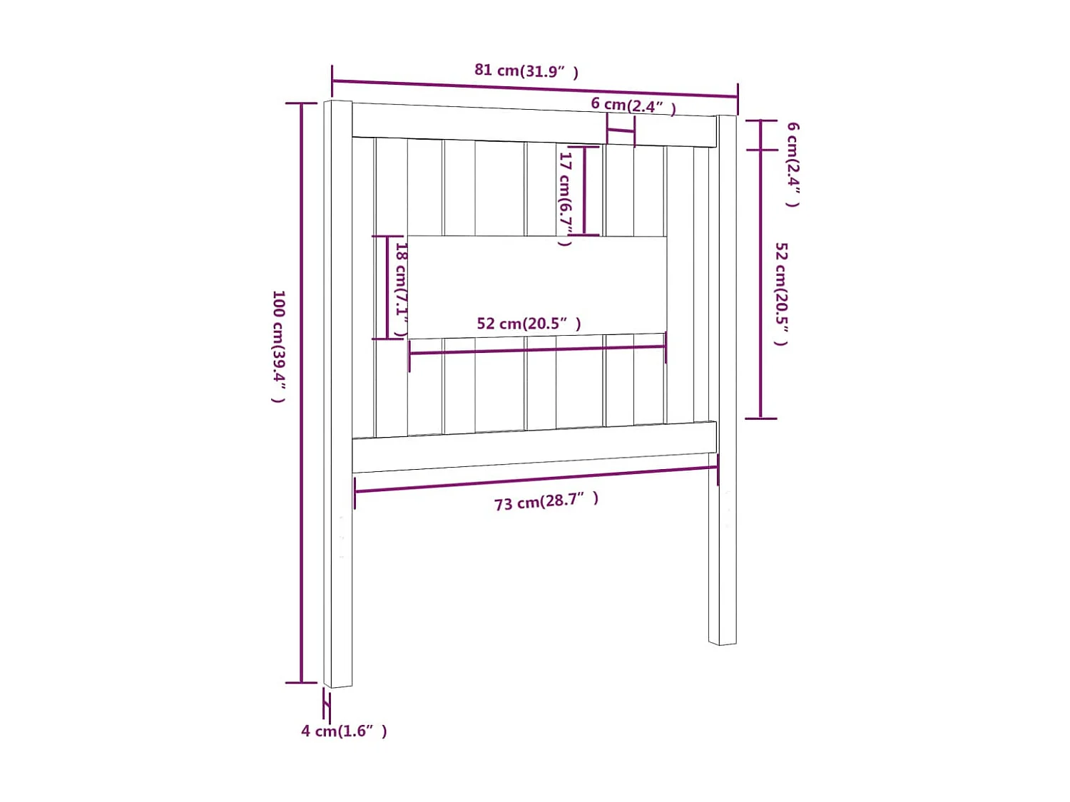 Kopfteil Honigbraun 81x4x100 cm Massivholz Kiefer