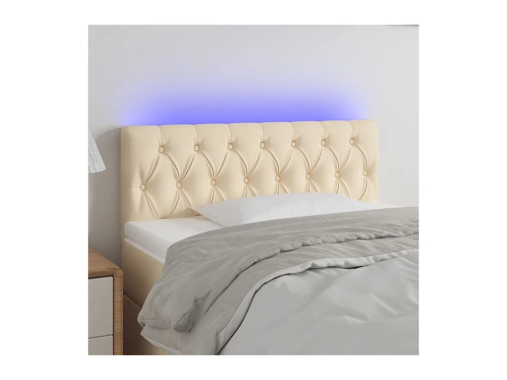 Testiera a LED Crema 90x7x78/88 cm in Tessuto